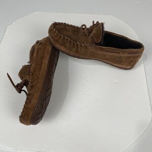 LL Bean Wicked Good Sheepskin Shearling Lined Moccasin Slipper Men 8 M Brown